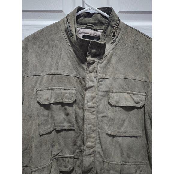 Dacute Leather Men's Biker Green Gray Jacket Size XL Made in Italy Bomber - Picture 3 of 10